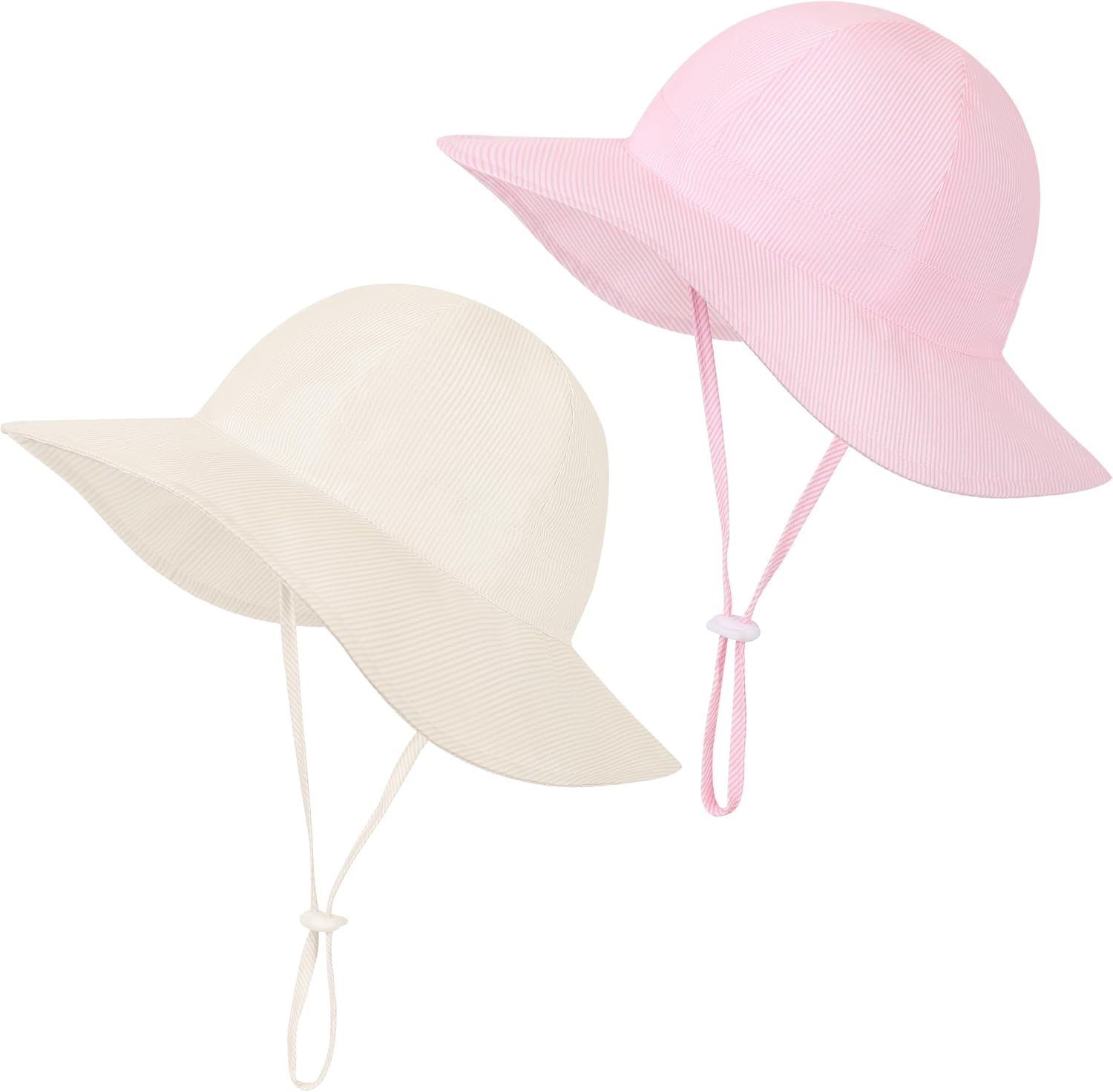 Baby Girl Sun Hat 2‑Pack with pink yellow stripe, UPF 50+ wide brim bucket hat on Amazon