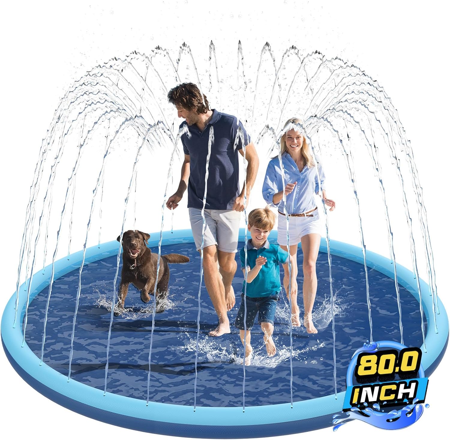 Blue non-slip splash pad for kids and dogs on Amazon