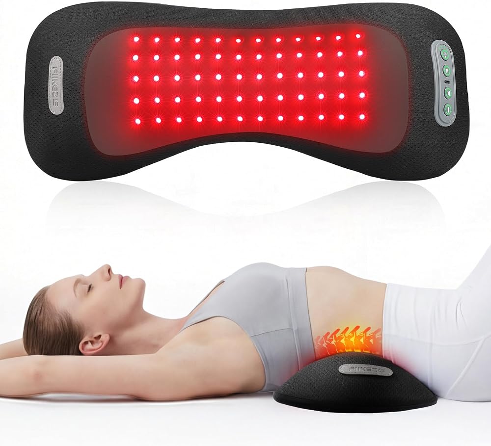 4-in-1 lumbar support pillow with red light therapy and vibration on Amazon
