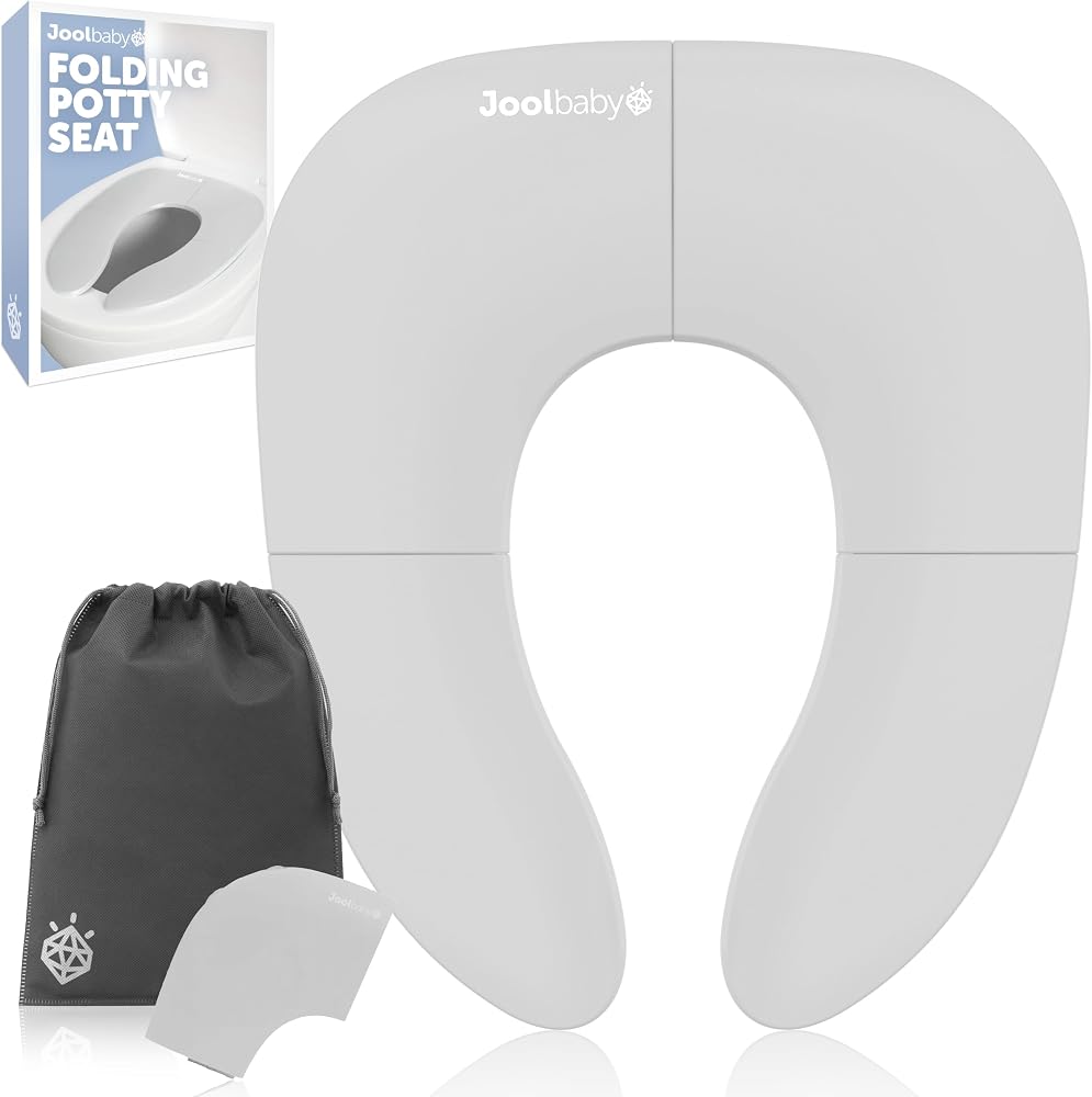 Jool Baby Folding Travel Potty Training Seat in gray, shown on Amazon