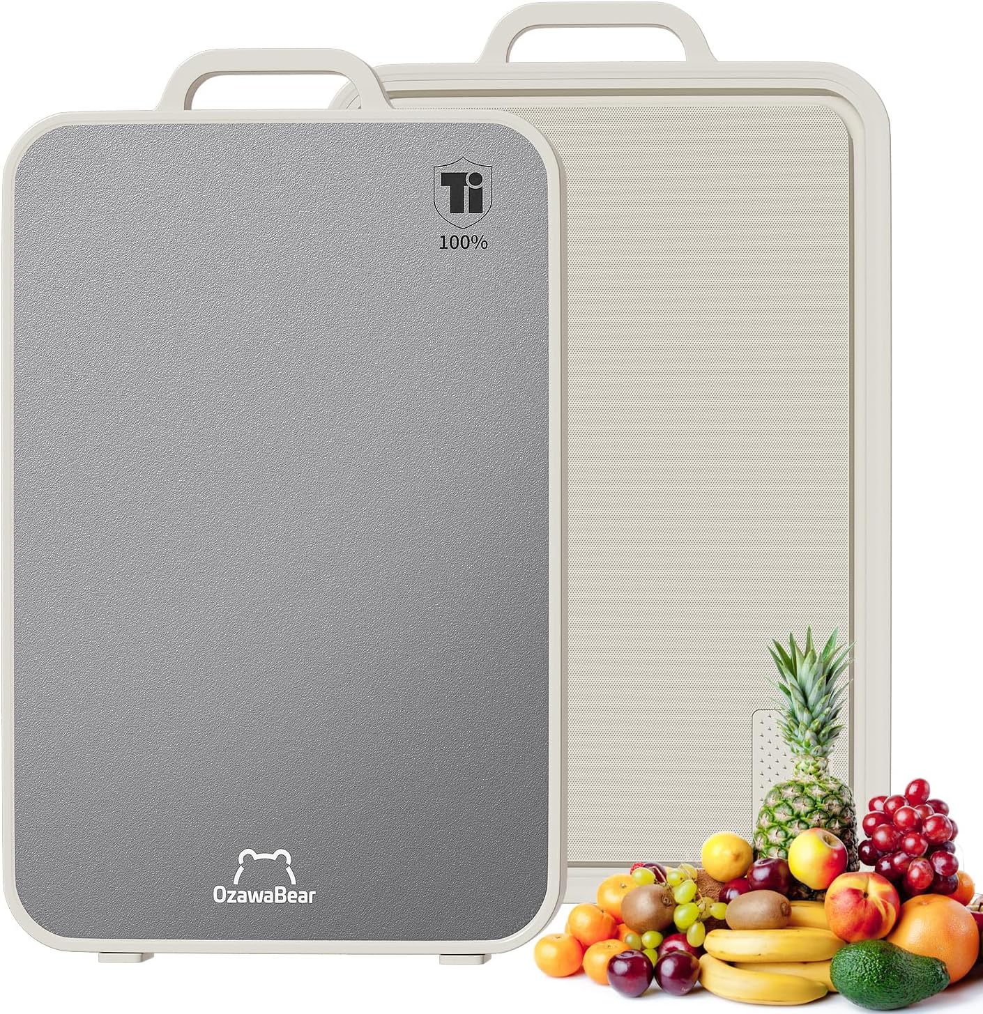 OzawaBear Titanium Cutting Board, double‑sided food‑grade board on Amazon