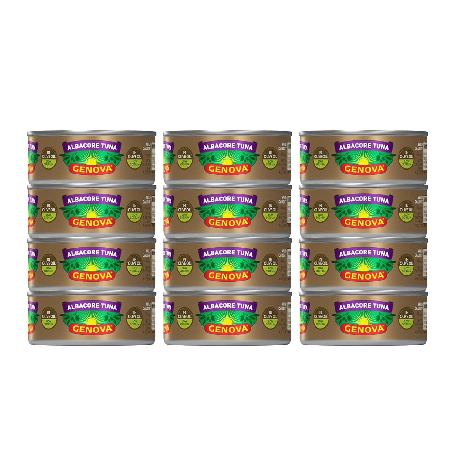 Genova Premium Low Sodium Albacore Tuna 12‑Pack in Olive Oil sold on Amazon