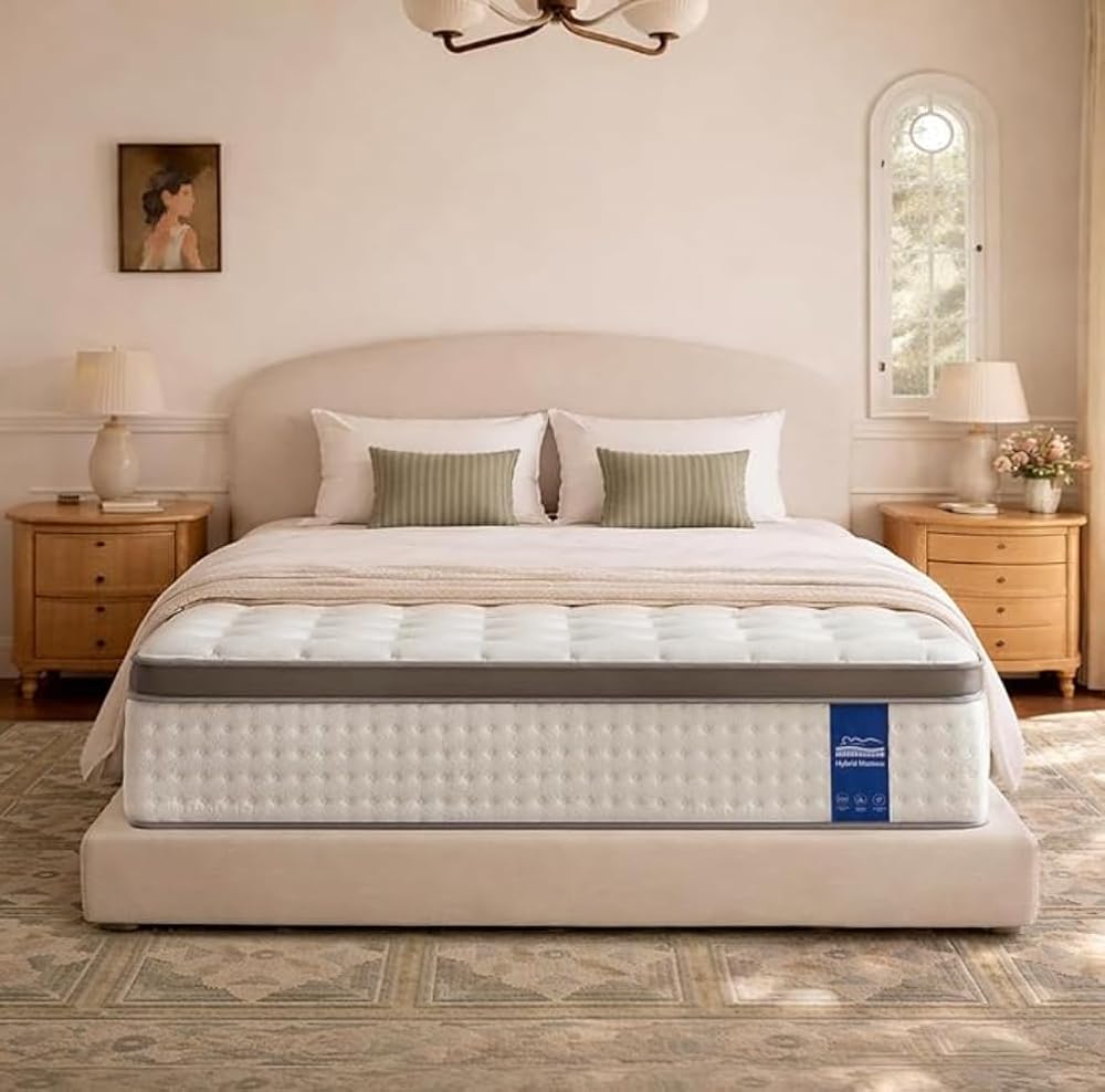 Rakoide 12 Inch Queen Hybrid Mattress boxed on Amazon