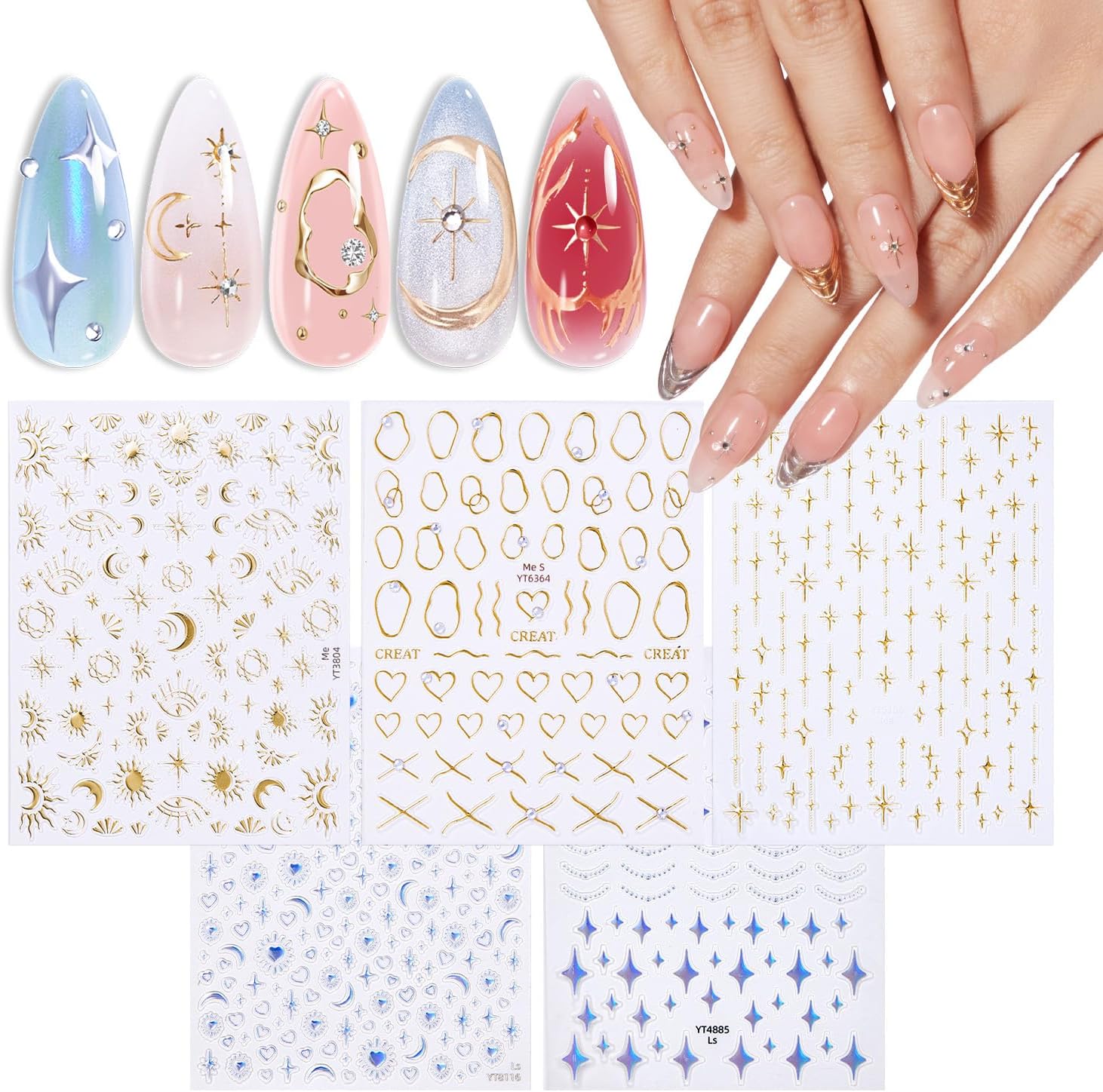 Modelones Nail Stickers 5‑piece 3D glitter set sold on Amazon