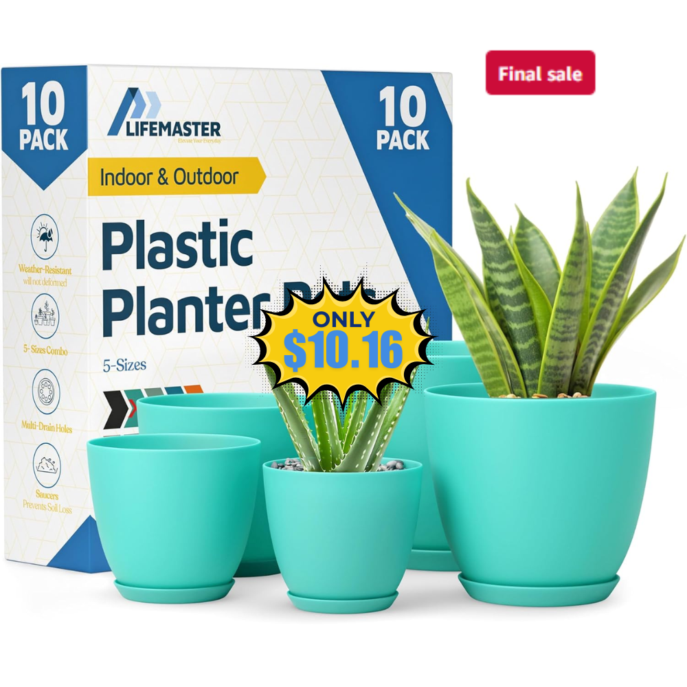 Set of 10 Plastic Planter Pots Deal: Save 40% at Amazon