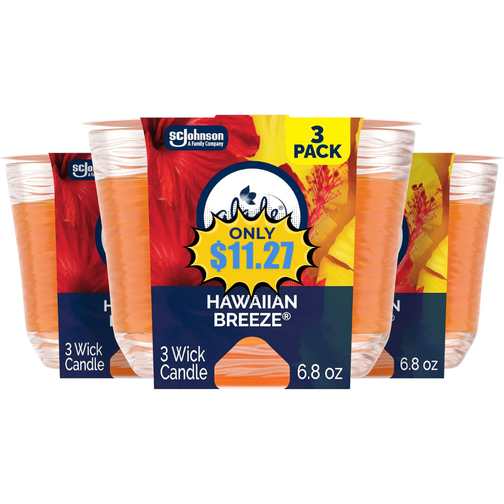 Glade Candle Hawaiian Breeze 3 Count Deal: Save 57% at Amazon