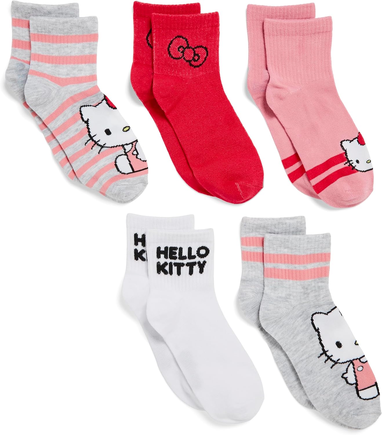 5 pairs of Hello Kitty women's clean ribbed short ankle socks, Amazon listing
