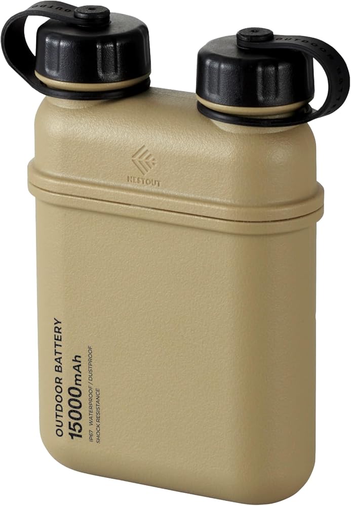 ELECOM NESTOUT Rugged Power Bank 15000mAh beige model on Amazon