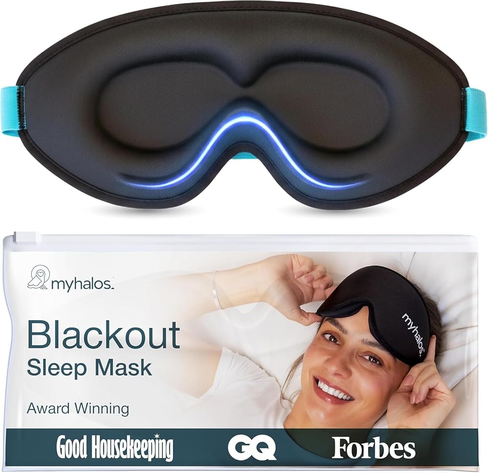 MyHalos Sleep Mask black 3D blackout eye mask on Amazon