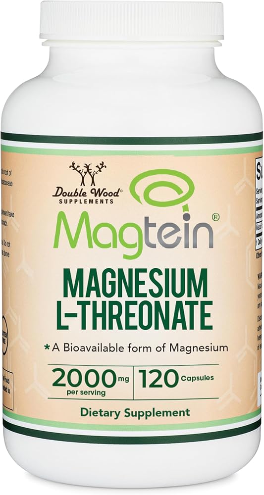 Magnesium L Threonate capsules bottle on Amazon, 2,000 mg, 100 capsules