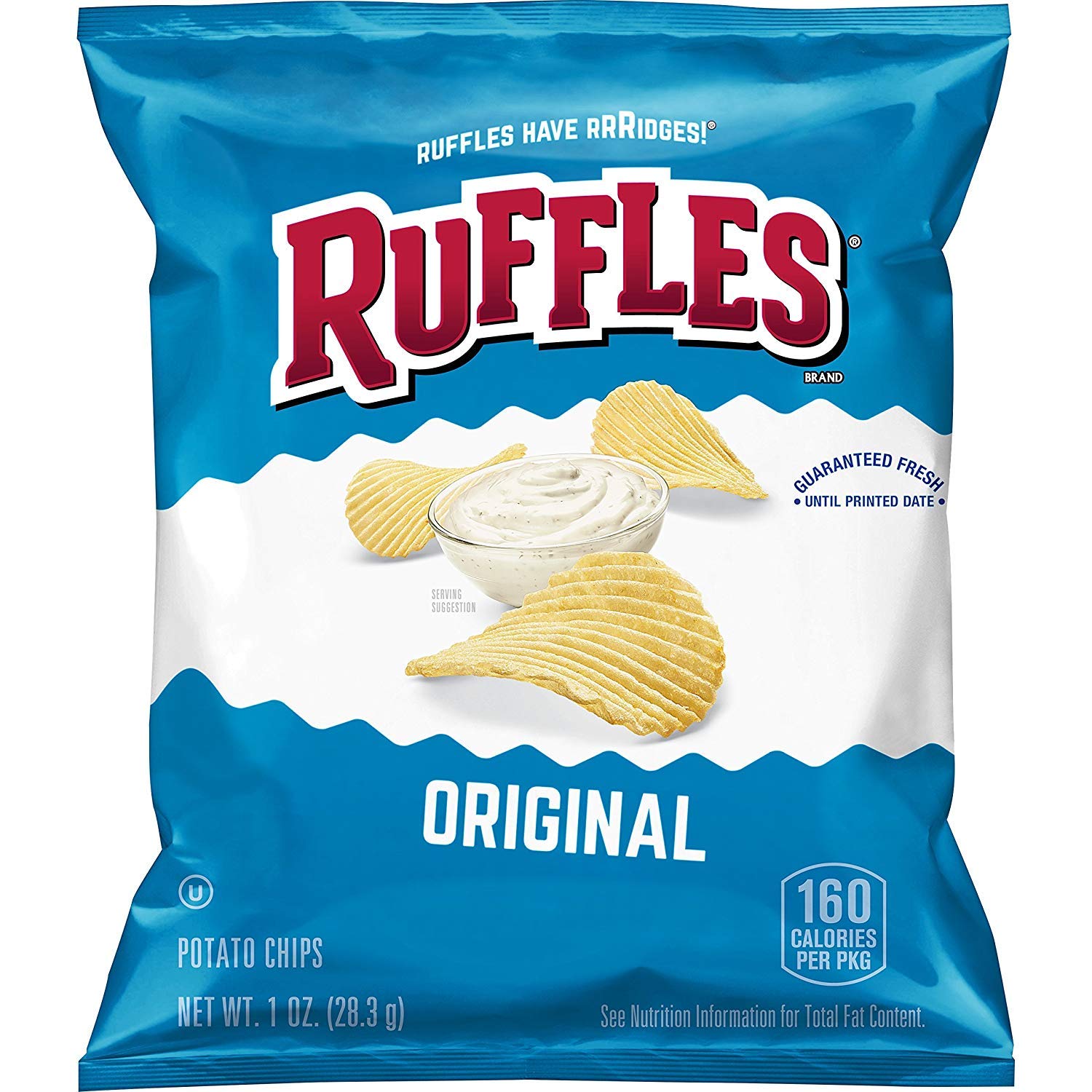 Ruffles Chips 40-Count Variety Pack displayed on Amazon product page
