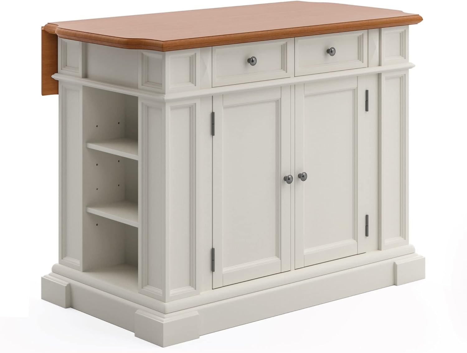 Homestyles Americana Off-White Kitchen Island displayed in a modern kitchen, sold on Amazon