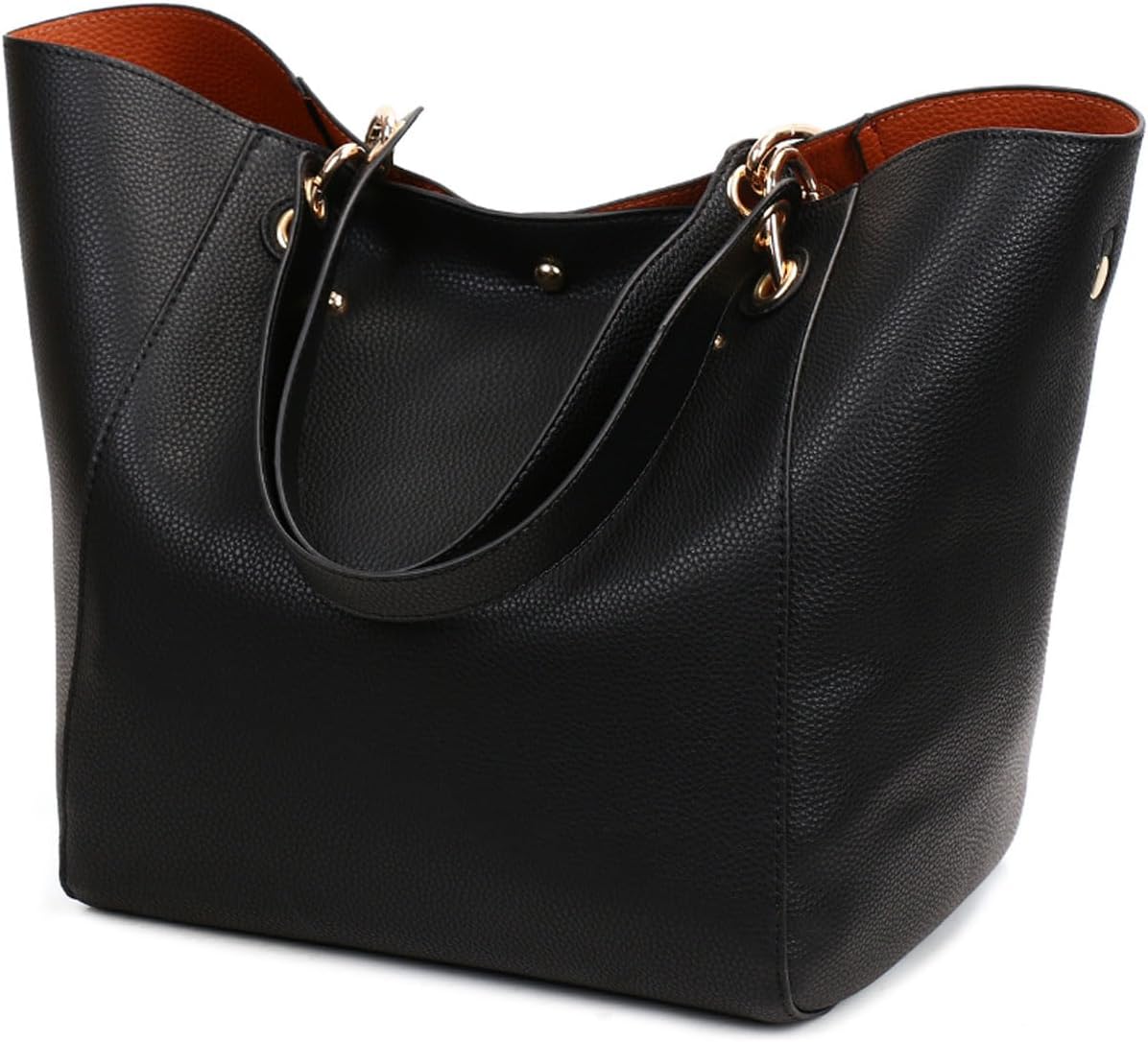 KEEPOP tote handbag large capacity PU leather bucket purse on Amazon