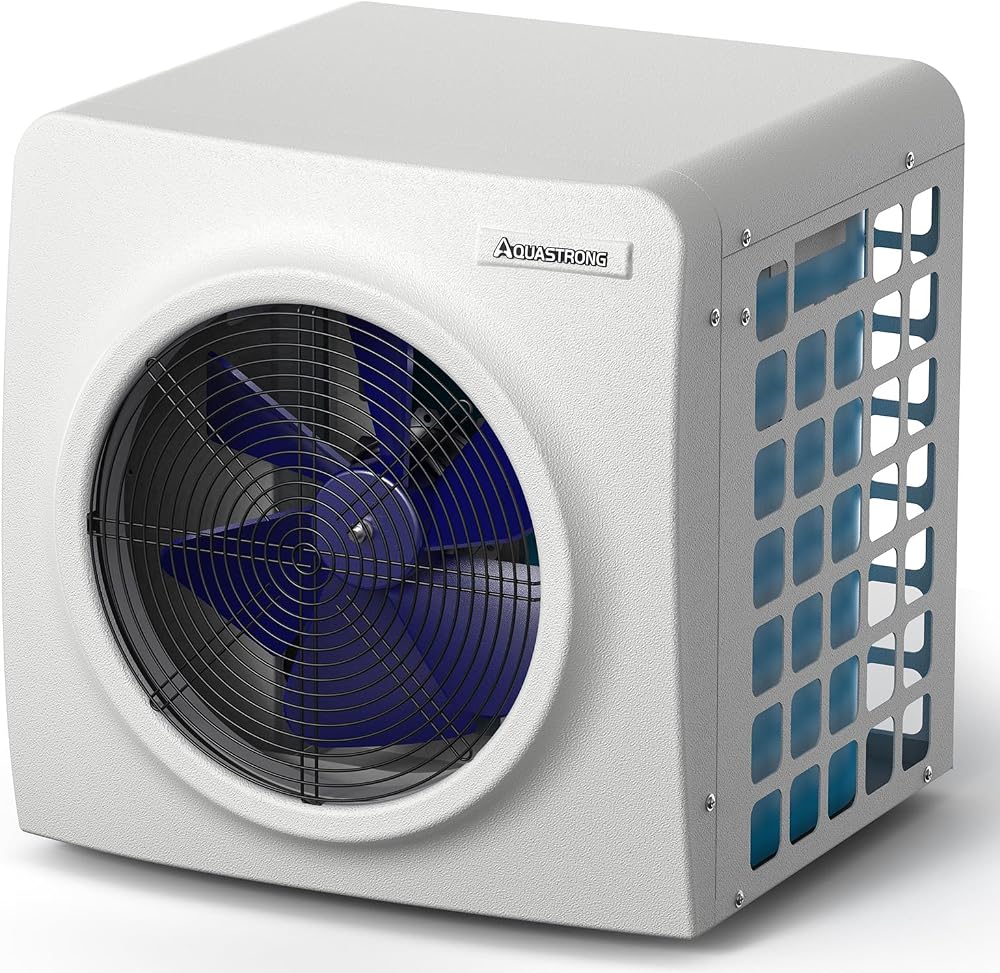 Aquastrong Swimming Pool Heat Pump displayed on Amazon product page