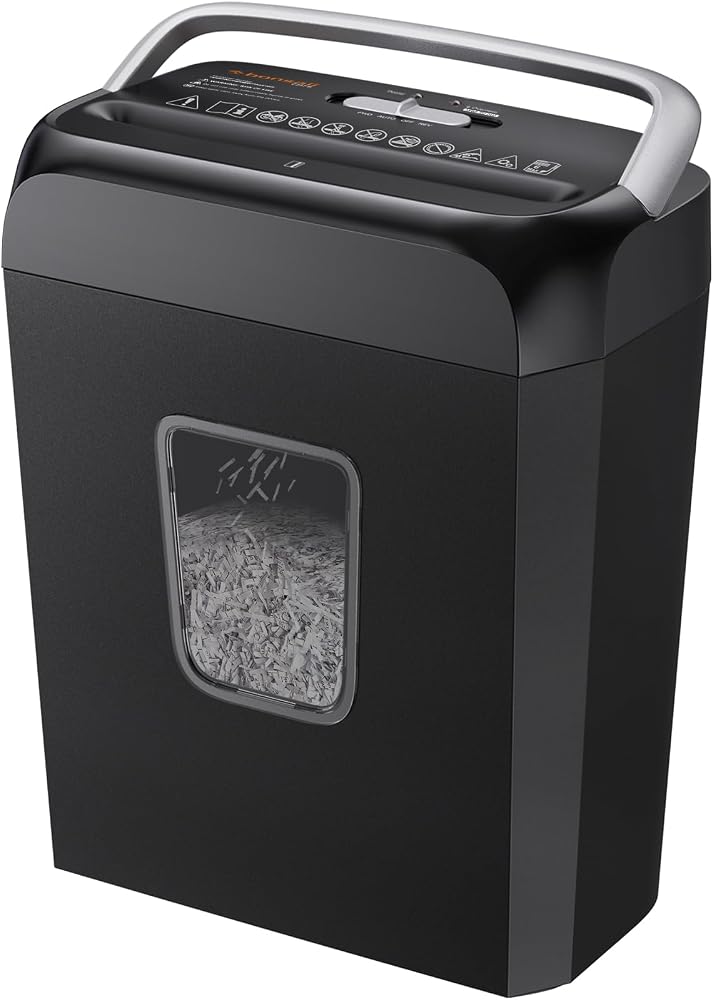 Bonsaii paper shredder for home use on Amazon, 3.4‑gal wastebasket, cross‑cut design