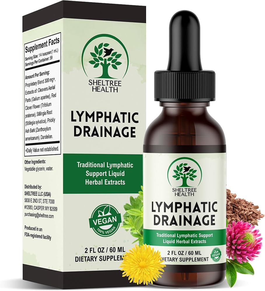 Sheltree Health Lymphatic Drainage Drops bottle on Amazon