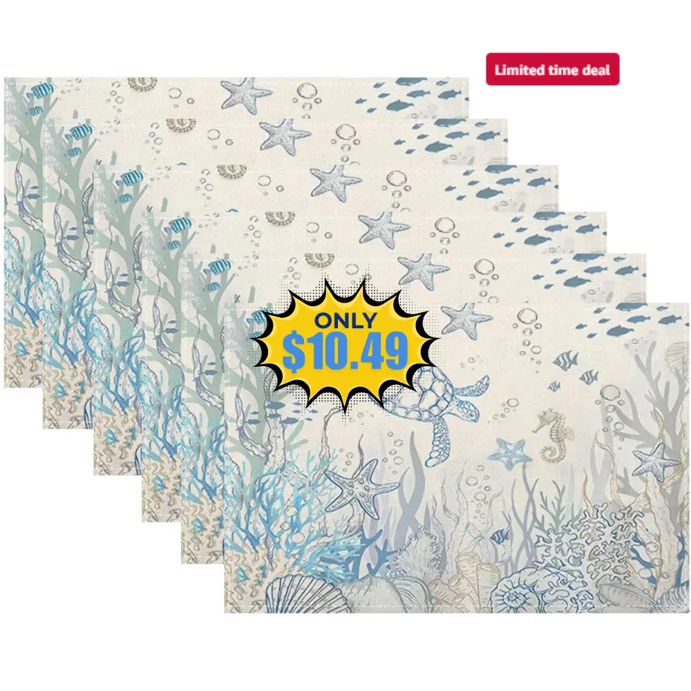 Ocean Themed Table Place Mat Set of 6 Deal: Save 50% at Amazon