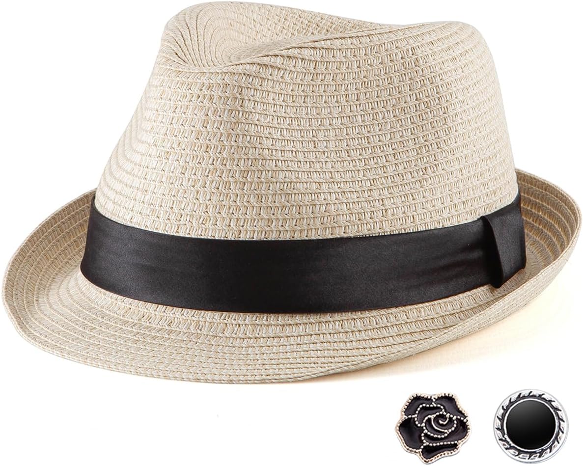 LADYBRO Summer Beige Straw Trilby Only $30.99 at Amazon