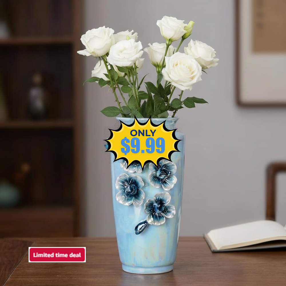Blue Ceramic Vase 9 Inch Deal: Save 66% at Amazon