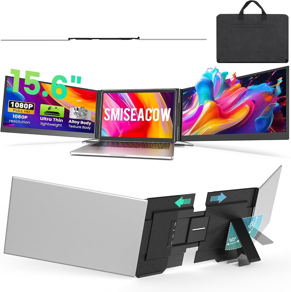 SMISEACOW Triple Laptop Screen Extender 15.6 inch 1080p FHD IPS monitor on Amazon