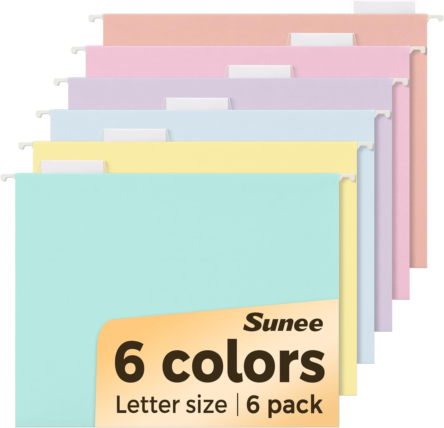 SUNEE 6 pack hanging file folders in assorted macaron colors, Amazon