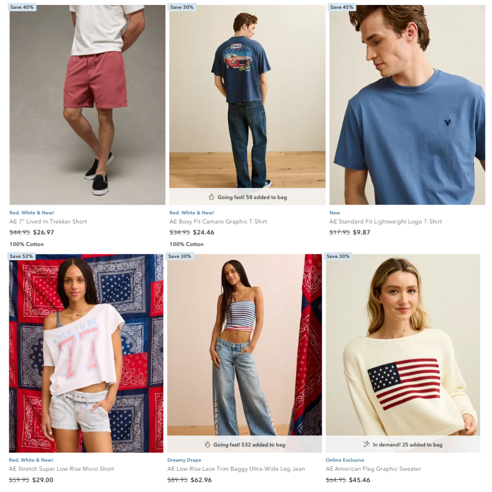 Men’s & Women’s Clothing Sale: Up to 65% Off at American Eagle
