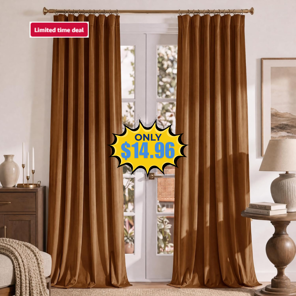 RYB HOME Burnt Orange Velvet Curtains Deal: Save 67%
