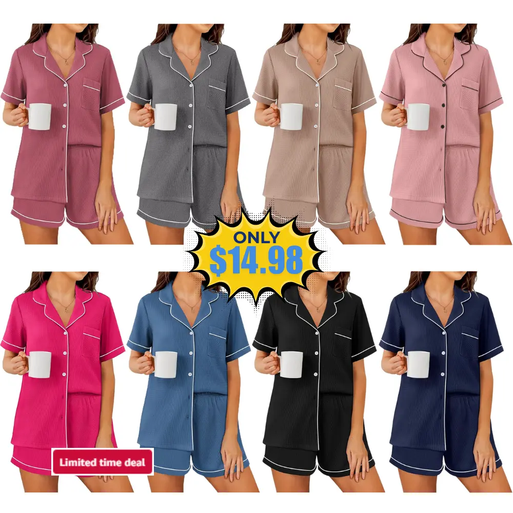 Ekouaer Womens Waffle Knit Pajama Set Sale: Save 50%