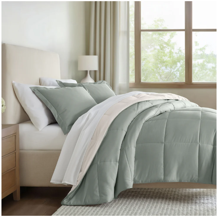 Reversible Down-Alternative Comforter Set Deal: Save 75% at Linens & Hutch