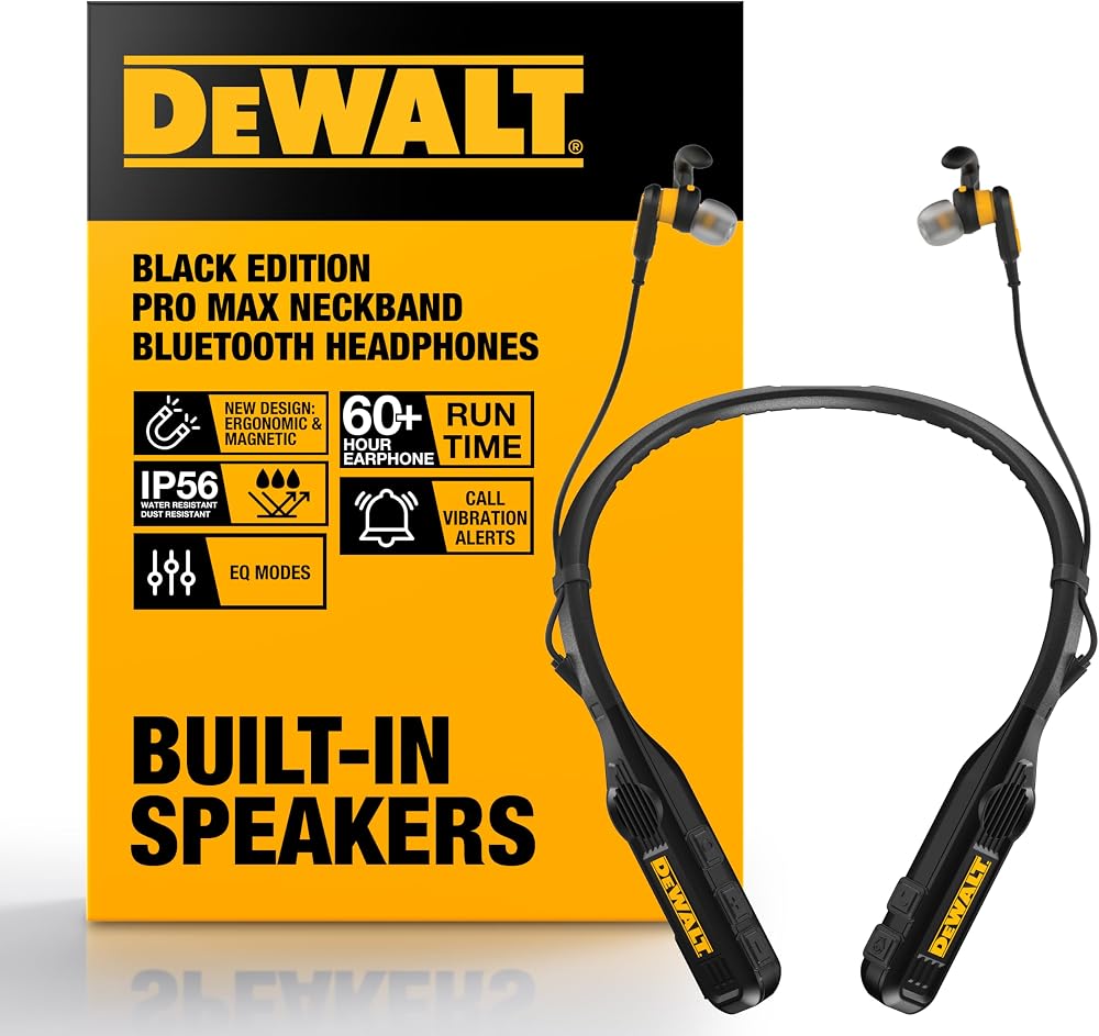 DEWALT Black Edition Neckband Headphones Only $80.74 (Reg. $89.99)