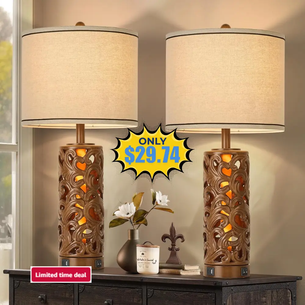 AIDENOEY Set of 2 Farmhouse Table Lamps Deal: Save 30%