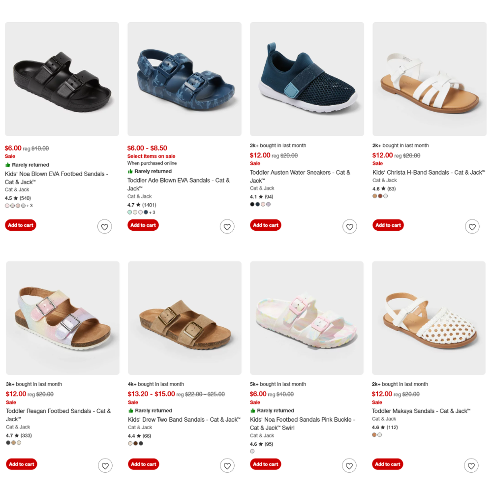 Kids’ Shoes Sale Up to 40% Off from $6.00 at Target