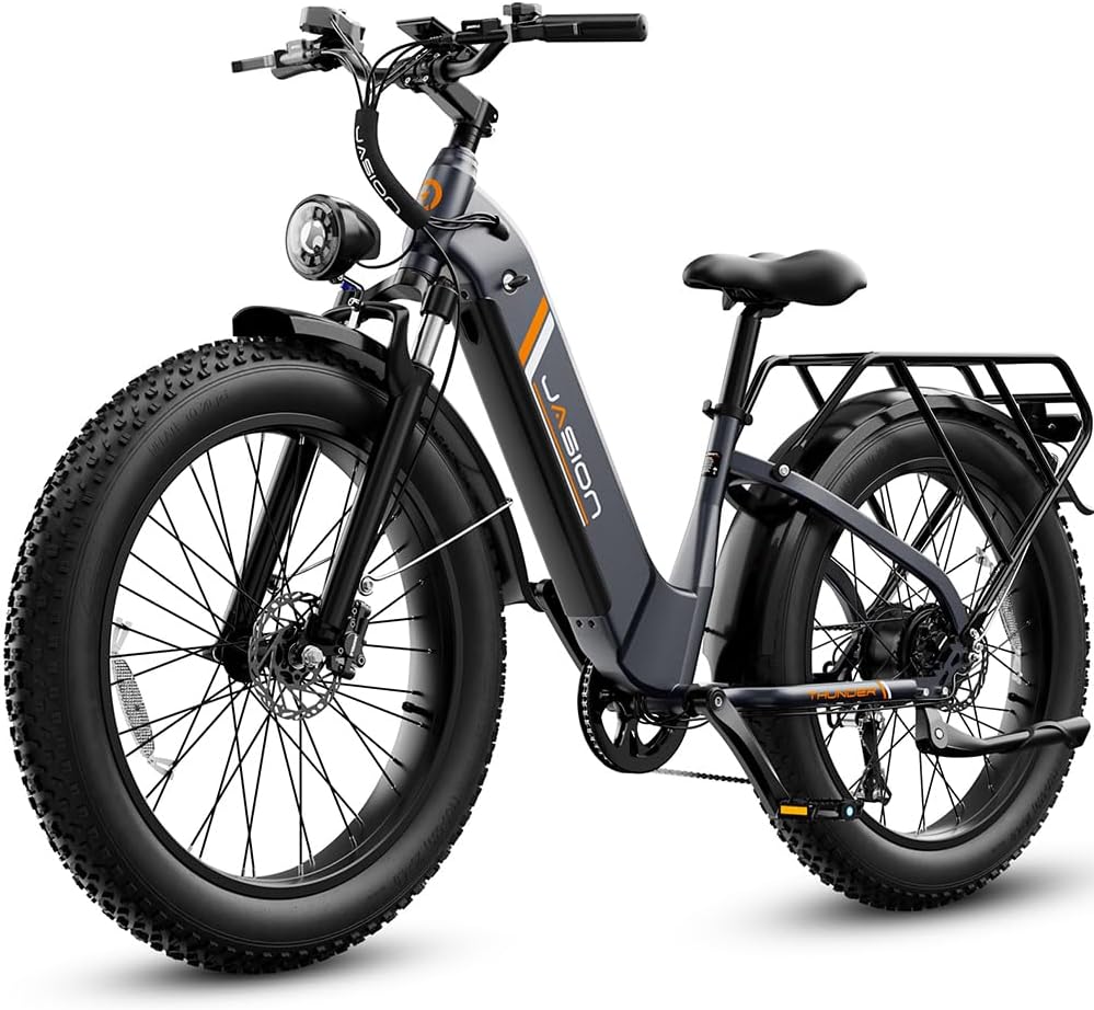 Jasion Thunder 1800W Electric Bike with fat tires displayed on Amazon listing