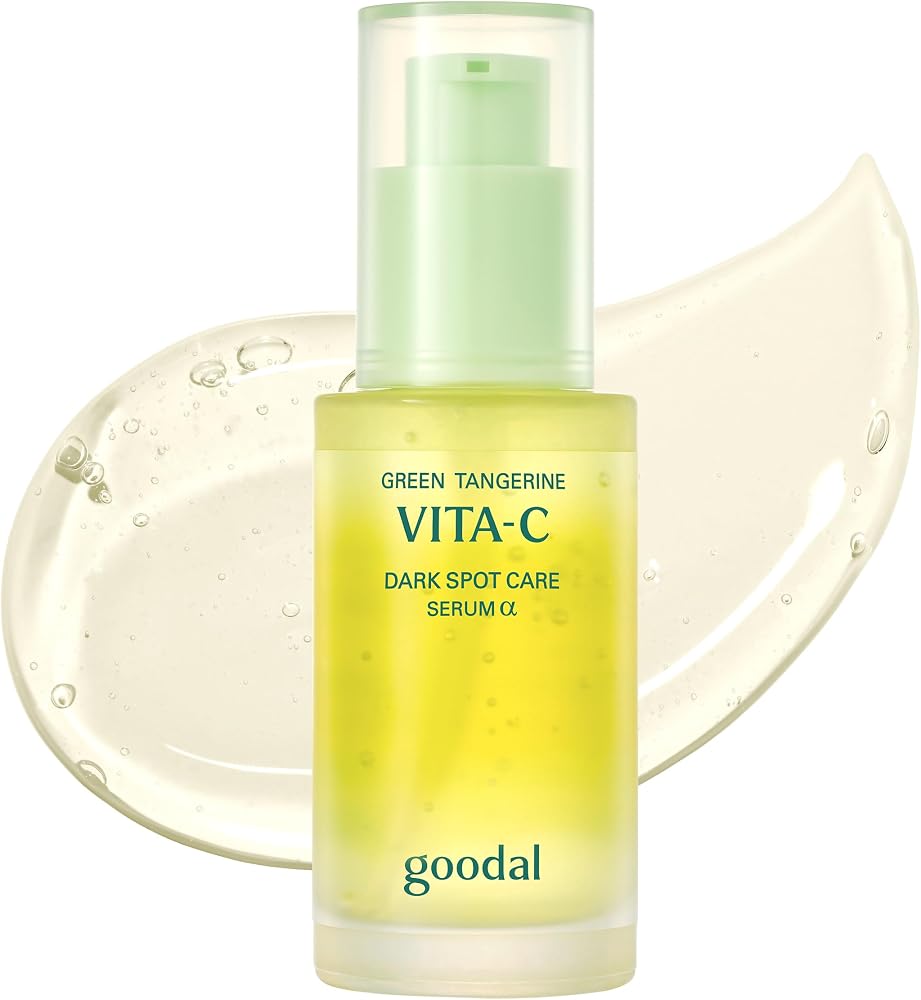 GOODAL Vitamin C Brightening Serum bottle on Amazon, 30ml green tangerine packaging