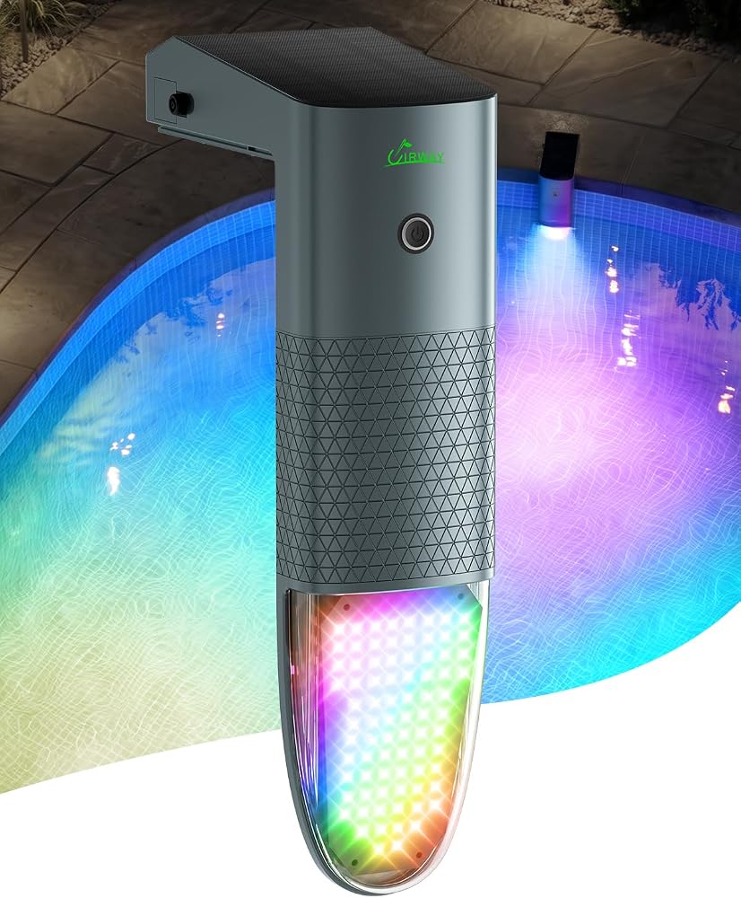 Extra Large Solar Pool Lights with 80 LEDs and RGBIC colors, sold on Amazon