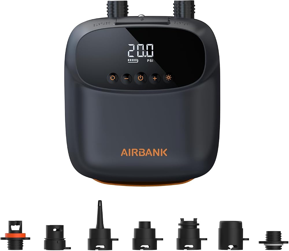 AIRBANK Paddle Board Pump Electric 20PSI The Puffer Pro portable SUP pump on Amazon