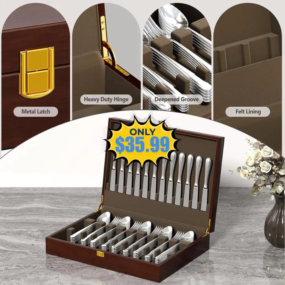Walnut Wood Silverware Storage Box Deal: Save with Promo Code