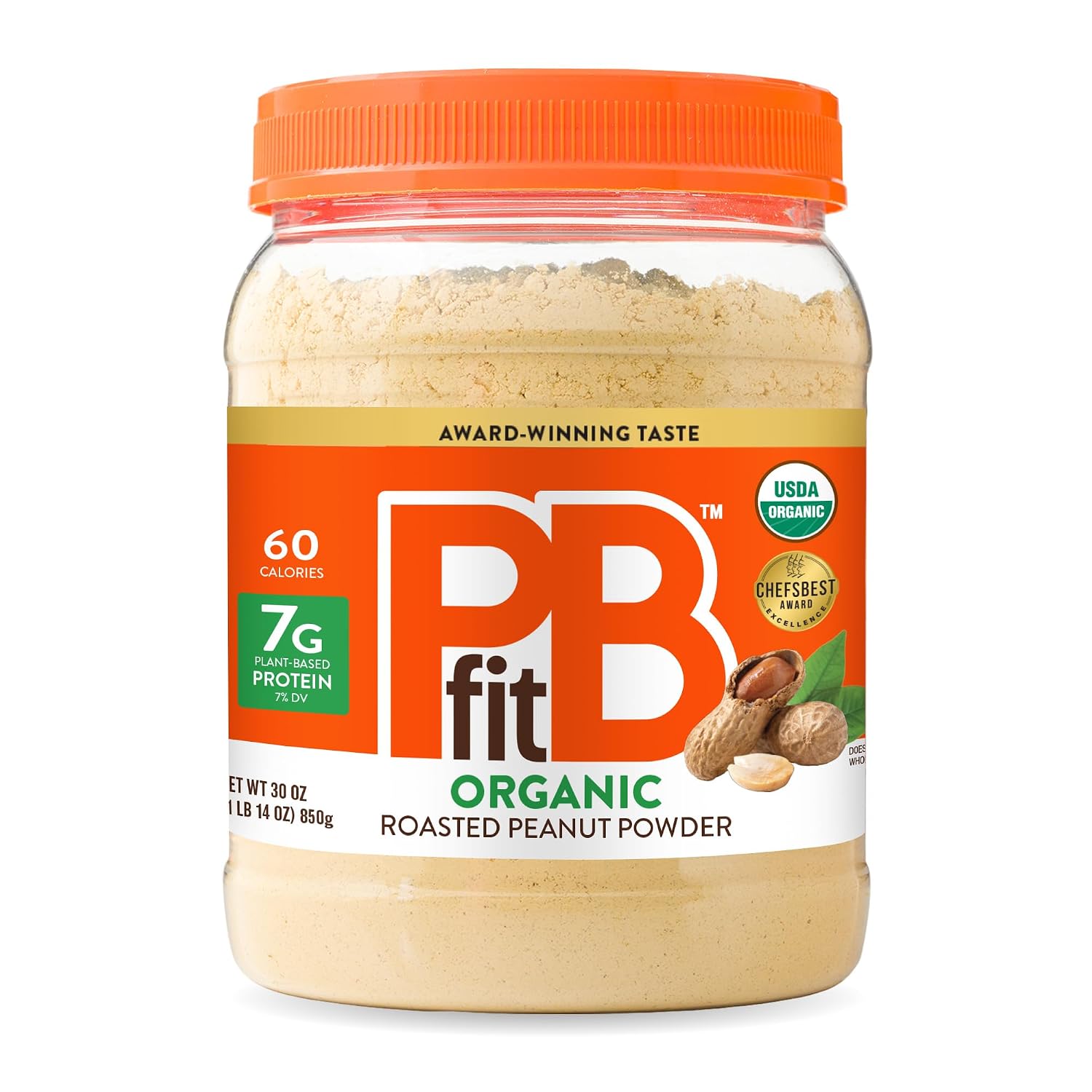 30-oz PBfit Organic Peanut Butter Powder package sold on Amazon