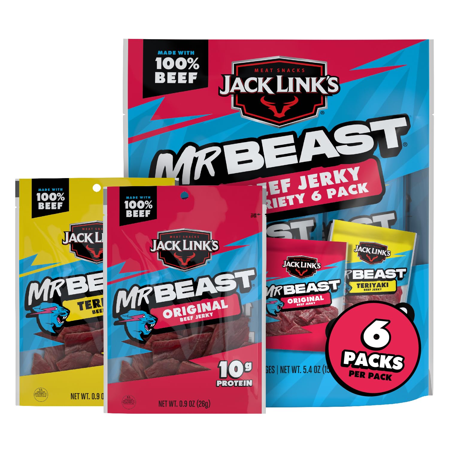 Jack Link’s x MrBeast Original & Teriyaki Beef Jerky 6-pack on Amazon