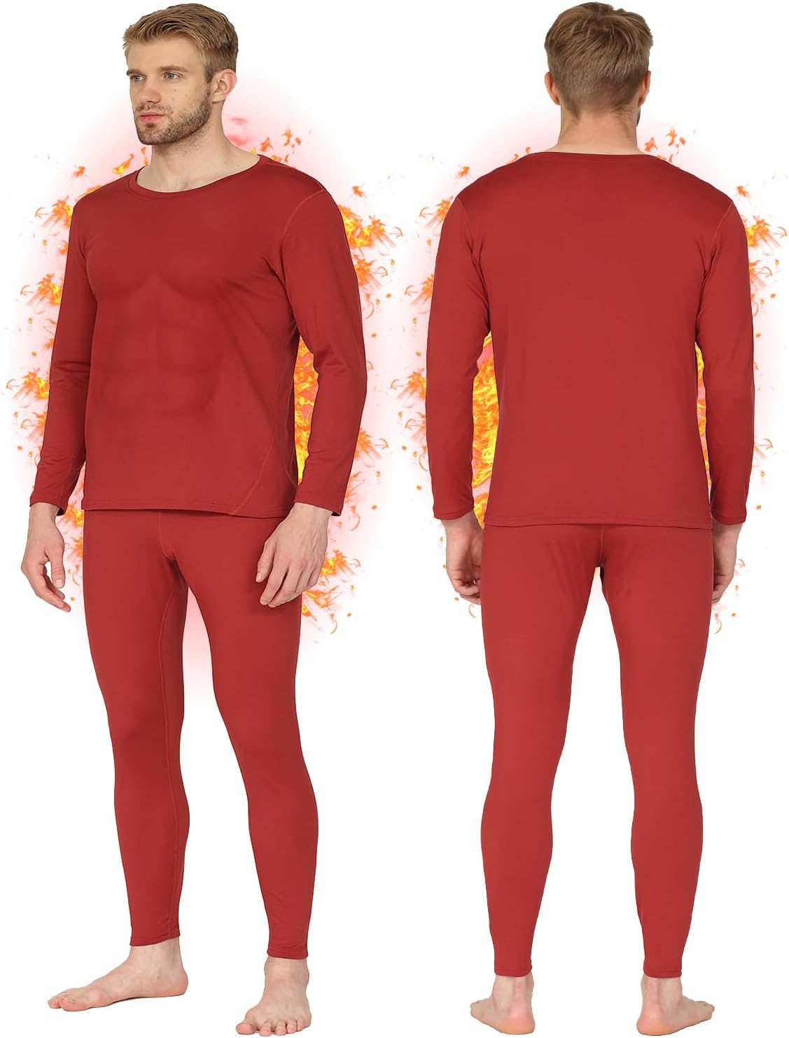 HEROBIKER men thermal underwear set black and red, top and bottom, on Amazon