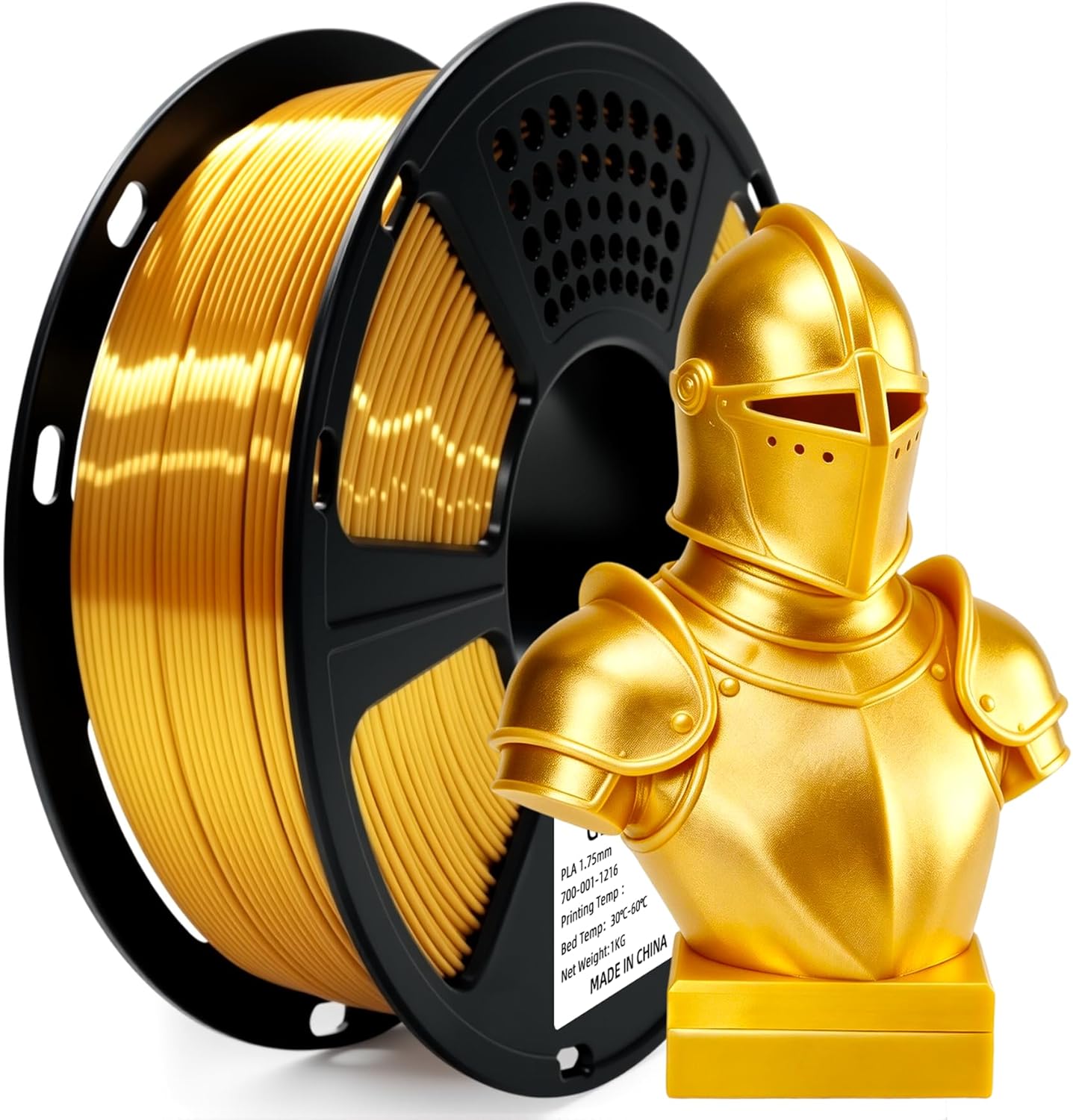 Geeetech Silk PLA Filament 1kg metallic gold spool on Amazon