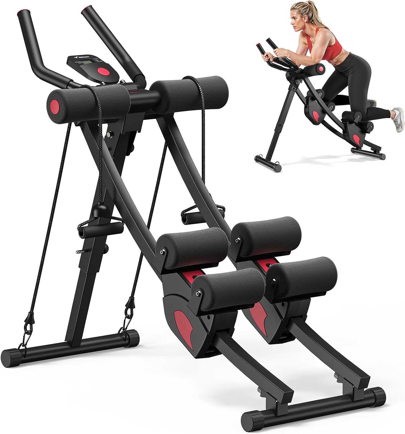 Merach Adjustable Dual Track Ab Trainer machine shown on Amazon product page