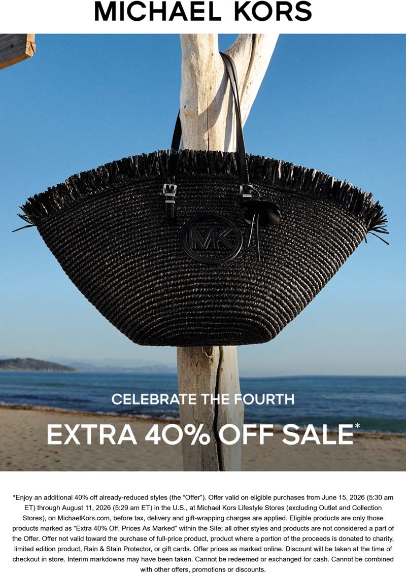 Extra 40% Off Summer Handbags at Michael Kors