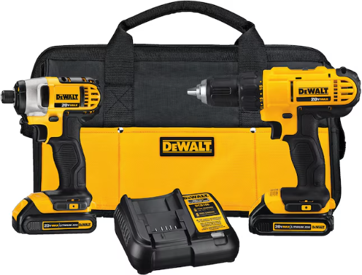 DEWALT 2-Tool 20-Volt Max Power Tool Combo Kit with soft case, shown at Lowe's