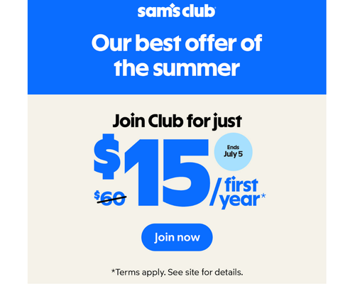 Sam’s Club 1-Year Membership Deal: Save 75% at Sam’s Club