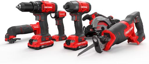Craftsman V20 20-volt 6-tool power tool combo kit displayed at Lowe's