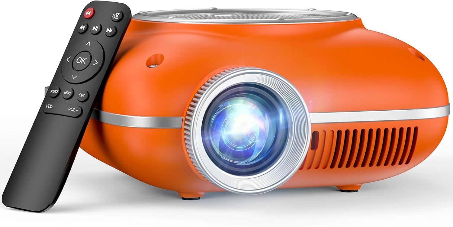 Mini Portable Projector with Bluetooth on Amazon, showing the discounted price