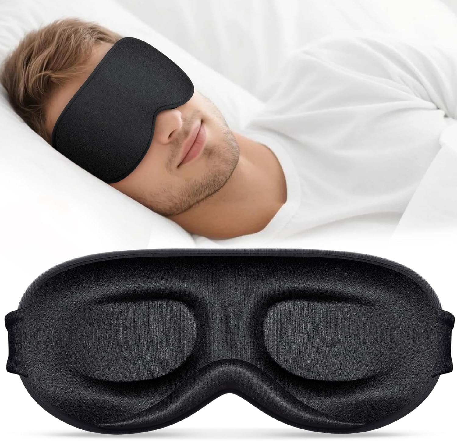 Vynix 3D Blackout Sleep Mask black on Amazon product page