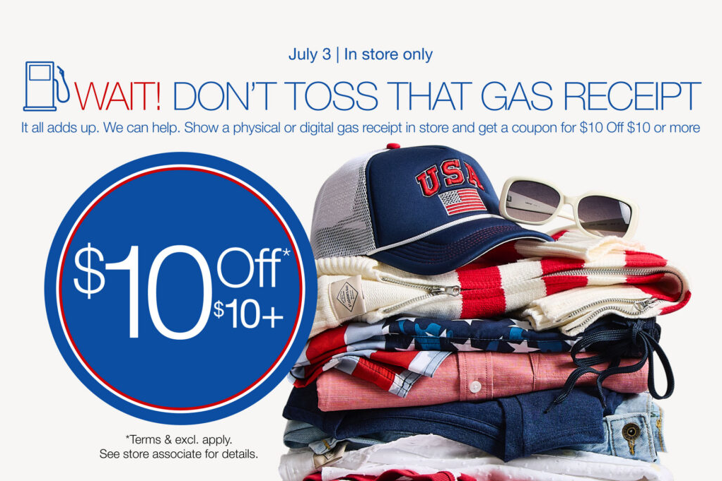 Turn Your Gas Receipt Into Savings at JCPenney This Fourth of July Weekend