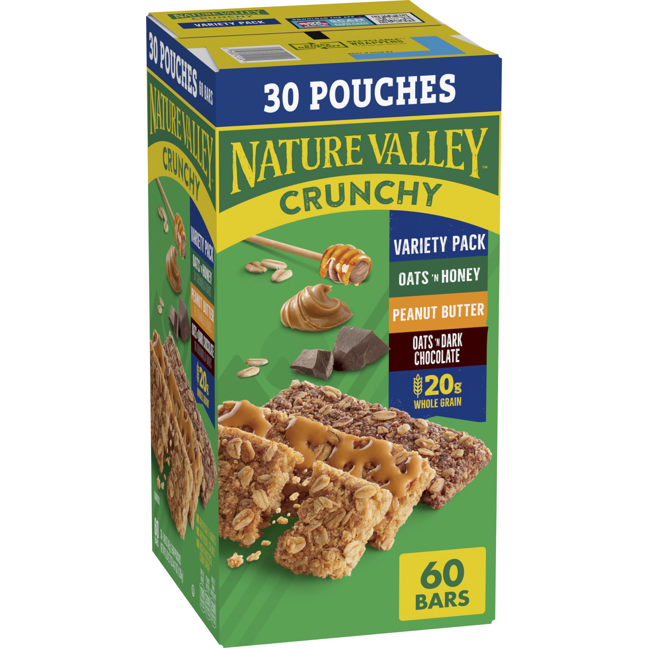 60-count pack of Nature Valley Crunchy Granola Bars (3 flavor variety) on Amazon